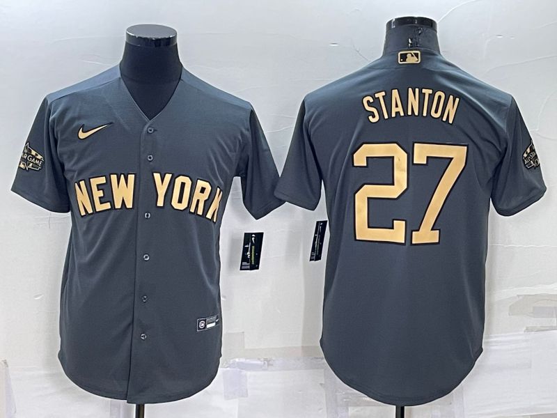 Cheap Men New York Yankees 27 Stanton Grey 2022 All Star Nike MLB Jerseys